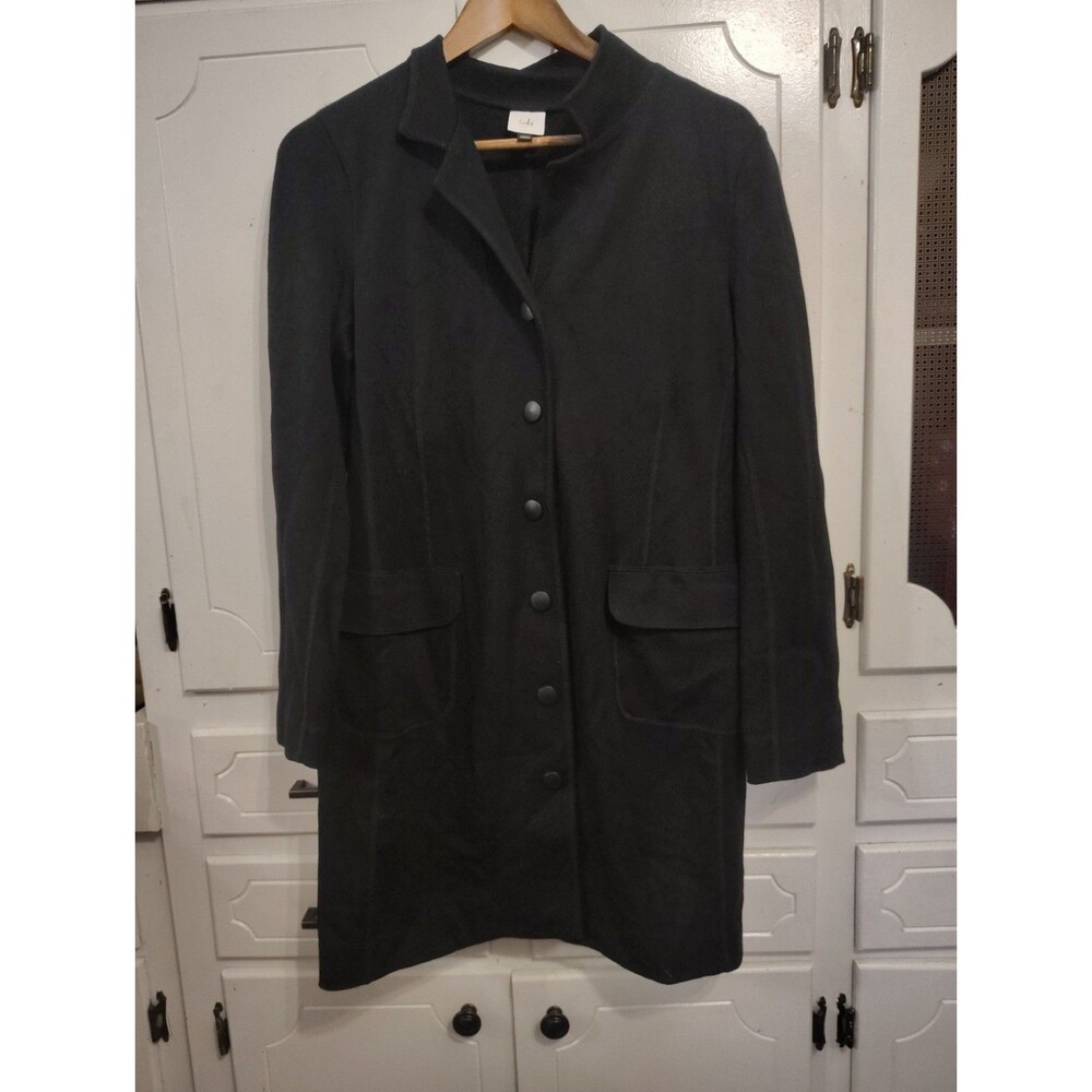 CAbi Black Long Button Coat Jacket Womens Size Small